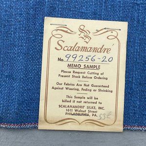 Mid-Century Modern Linen True Blue 'Contempo Lin' USA Scalamandre Silks Sample